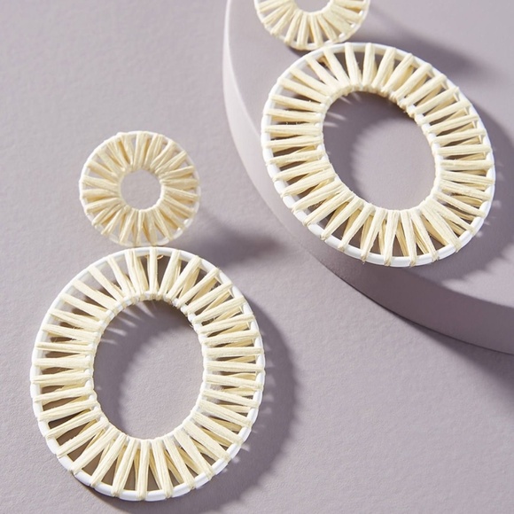 NWT! Turquoise Raffia Dangle Earrings - Picture 3 of 5